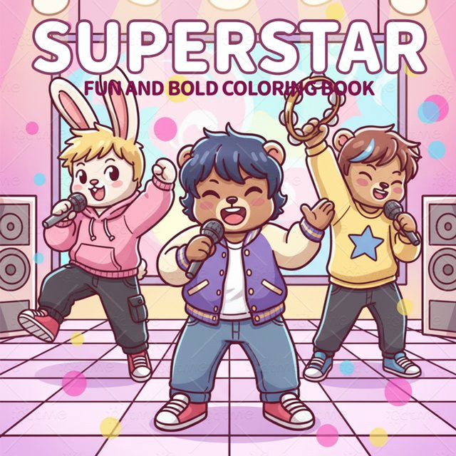 SUPERSTAR Malbuch für Erwachsene, Cartoon-Motive, Einfache Muster - Bild 1