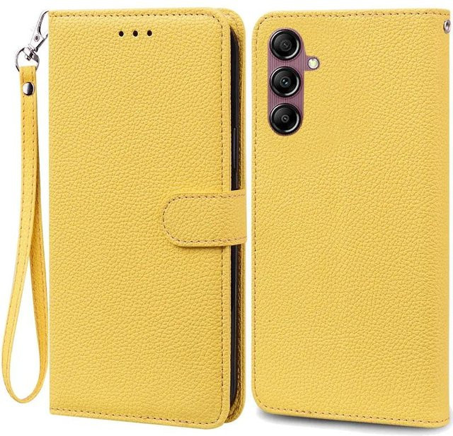 Leder Portemonnaie Flip Case für Samsung Galaxy A14 und Galaxy A14 5G in Gelb - Bild 1