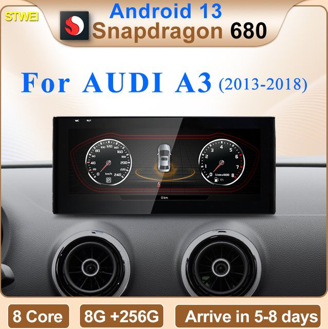 STWEI Multimedia Player für Audi A3 mit Qualcomm Snapdragon 680, Wireless CarPlay, Bluetooth und GPS in Schwarz - Bild 1