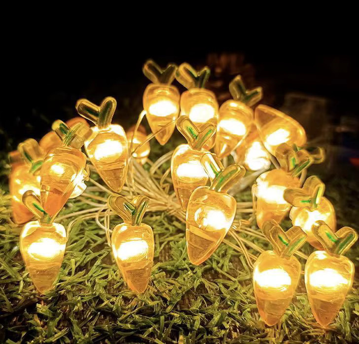 WEIGAO LED Oster Lichterkette mit 20 bunten Motiven wie Kaninchen, Karotten, Küken und Eiern, 2 m Länge, Mehrfarbig - Bild 4