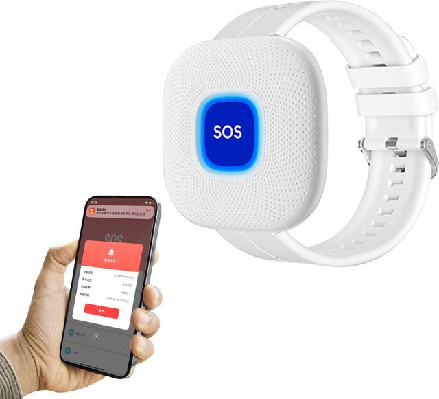 Koogeelife Smart CareGiver Drahtloser WLAN Notfallalarm Pager mit Armband und App-Steuerung, Grau - Bild 1