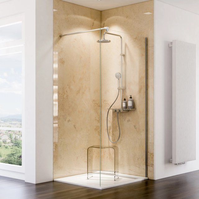 Schulte ExpressPlus DecoDesign Duschrückwand in Steinoptik, Farbe: Beige, B x H: 100 x 255 cm - Bild 1