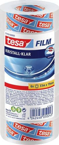 tesa tesafilm CRYSTAL CLEAR Klebefilm transparent, 6er Pack, Breite: 19 mm, Länge: 33 m - Bild 1