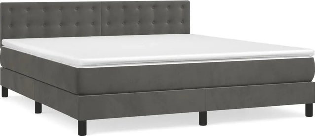 vidaXL Boxspringbett mit Matratze in Dunkelgrau aus Samt, Hybrid-Modell mit Taschenfederkern, B/T: 160 x 200 cm - Bild 1