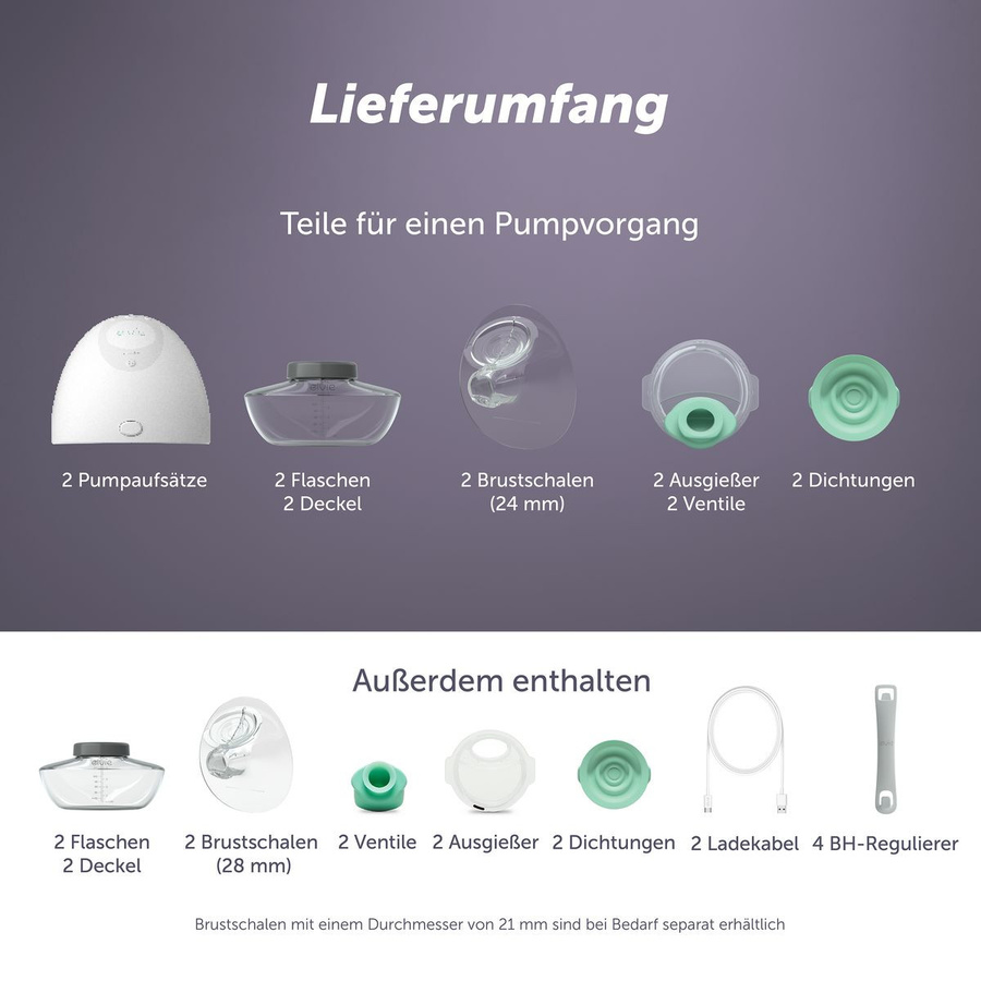 Elvie Pump Double Elektrische Doppel-Milchpumpe, tragbar und BPA-frei, Weiß/Transparent - Bild 4