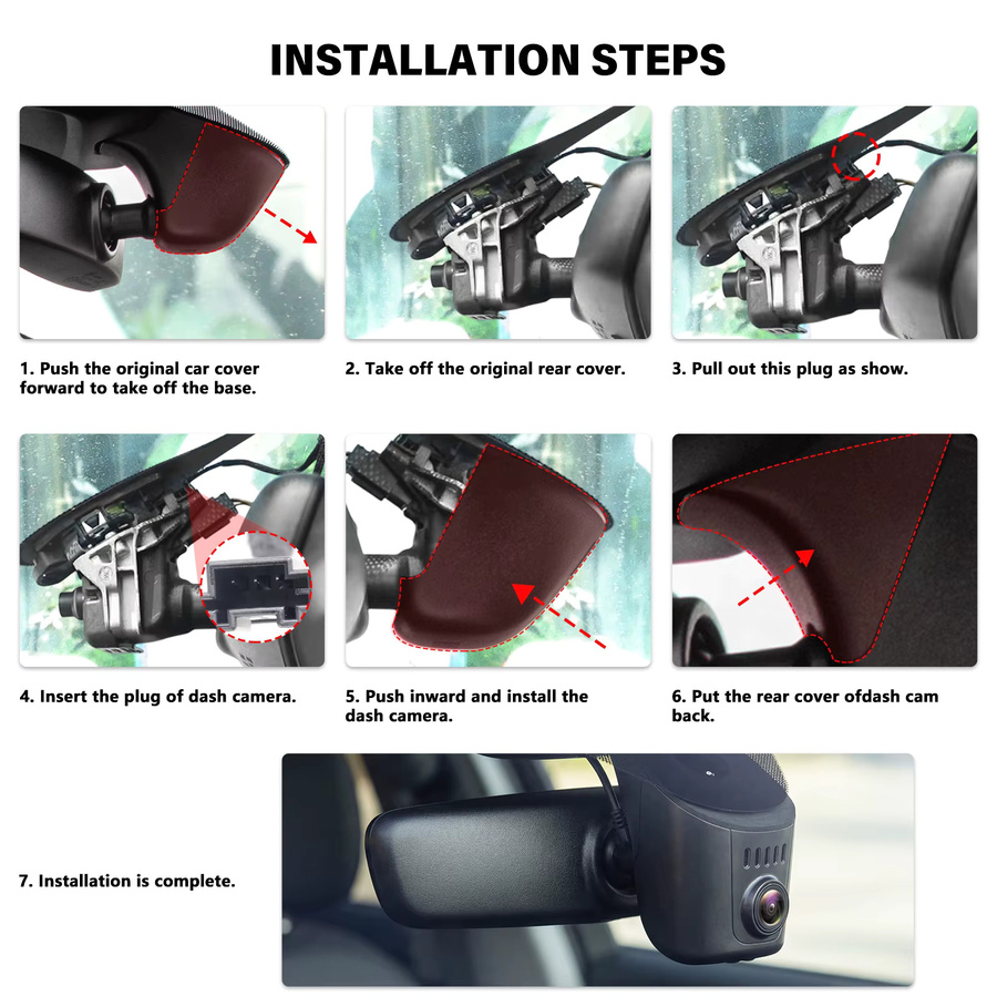 Podofo 4K Dashcam 2160P Video Auto-Blackbox für Audi mit WLAN-App in Schwarz - Bild 3