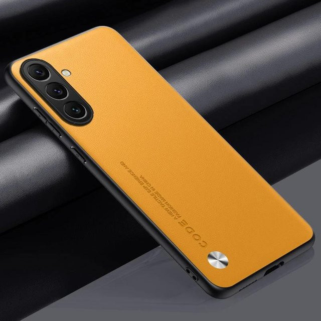 Luxus Silikon Leder Schutzhülle für Samsung Galaxy A56 A36 A26 A16 A06 A05S A55 A35 A25 5G mit Kameraschutz in Gelb - Bild 1