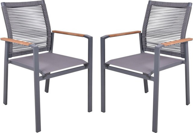 Garden Pleasure Stapelstuhl Davina 2er Set aus Aluminium in Braun-Anthrazit - Bild 1
