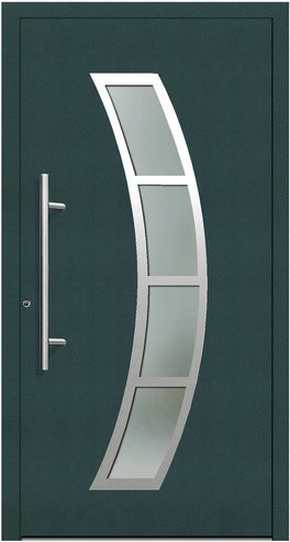 KNOCK Flügelüberdeckende Kunststoff-Haustür Terra in Moosgrün mit Glaseinsatz und RC2-Schutz - Bild 1