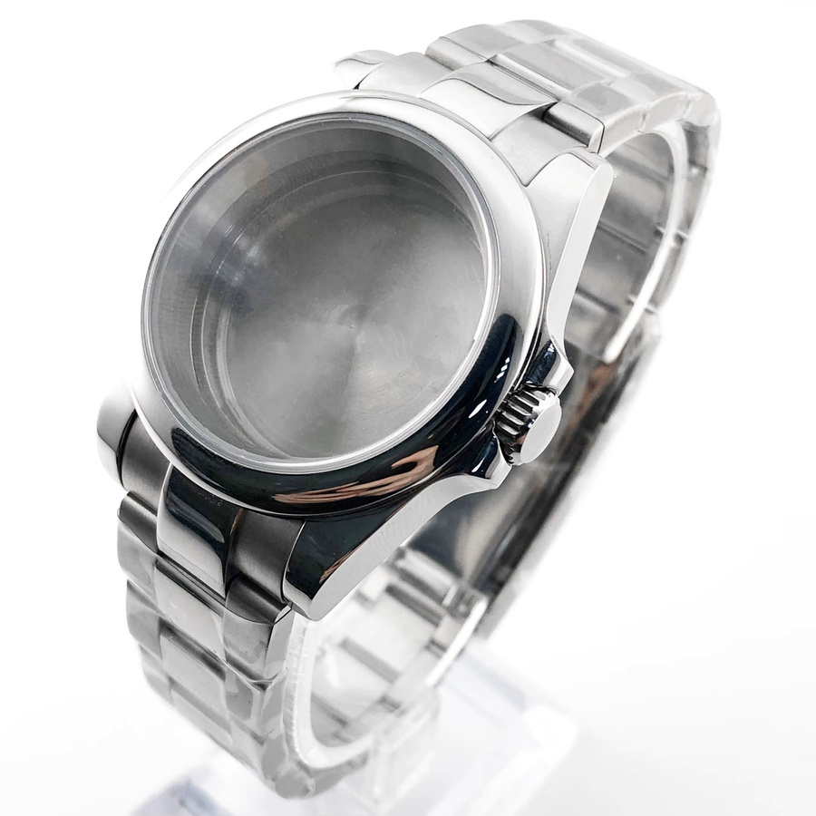 miuksi Uhrengehäuse mit Armband, Edelstahl, Saphirglas, 40 mm, Silber, Unisex - Bild 2