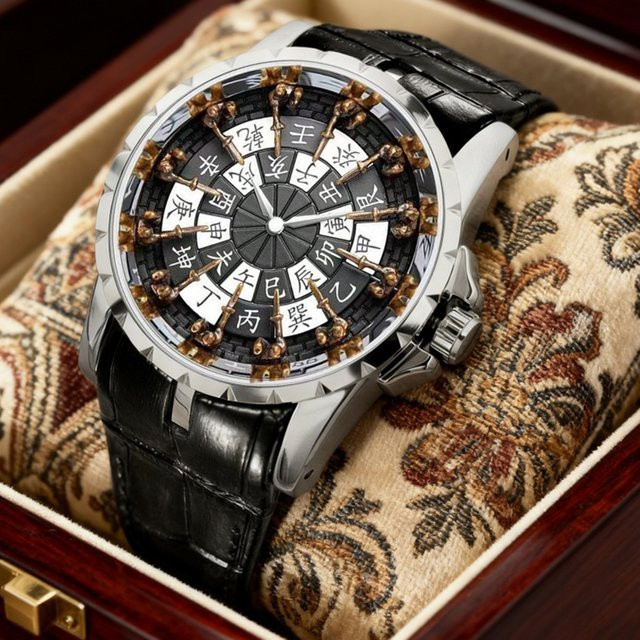 CAROTIF Armbanduhr Quarz, Leder, Silber, Schwarz, Herren - Bild 1