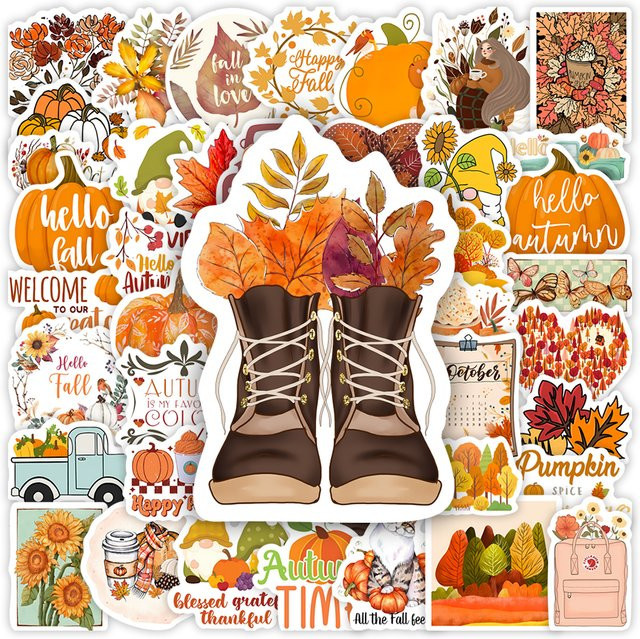 Aquarell-Herbst-Aufkleber, Kürbis, dekorativer Aufkleber, multicolour - Bild 1
