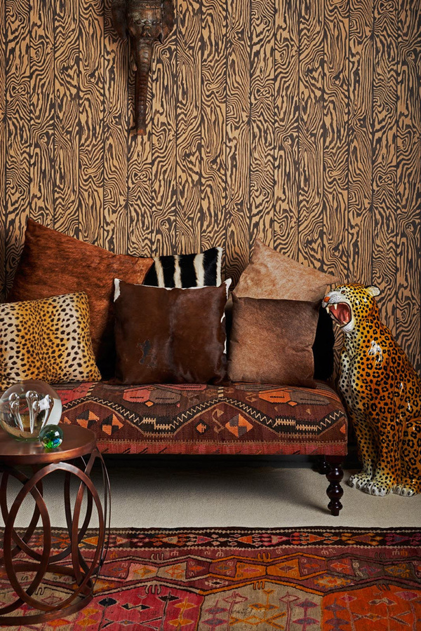 Cole & Son Tapete Zebrawood Tiger in Braun mit abstraktem Tier- und Streifenmuster aus Vlies - Bild 1