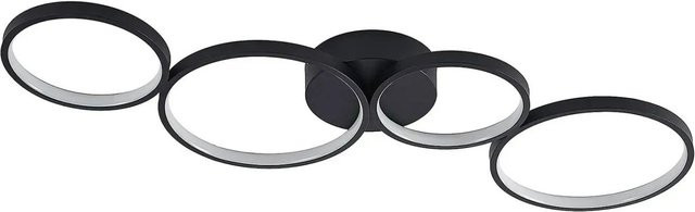 Lindby LED Deckenleuchte Evengeline Modern in Schwarz aus Aluminium, 1-flammig Wohnzimmerleuchte - Bild 1