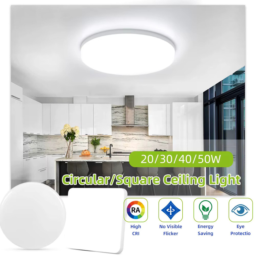 Moderne LED Deckenleuchte in Weiß für Wohnzimmer und Flur als Panel-Oberflächenmontage mit kühlem Weiß - Bild 2