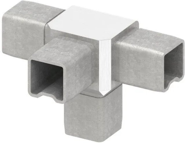FeNau T-Verbinder aus V4A Edelstahl in Silber für Rohr 25 x 25 x 2 mm zum Stecken - Bild 1