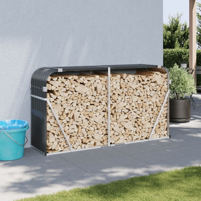 vidaXL Kaminholzunterstand aus verzinktem Stahl in Anthrazit, B/T/H: 180 x 45 x 100 cm - Bild 3