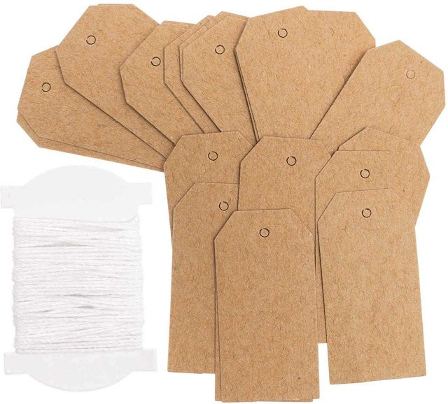 Rico Design Paper Poetry Papieranhänger aus Kraftpapier in Braun, 24 Stück, B: 2,5 cm x H: 5 cm - Bild 1