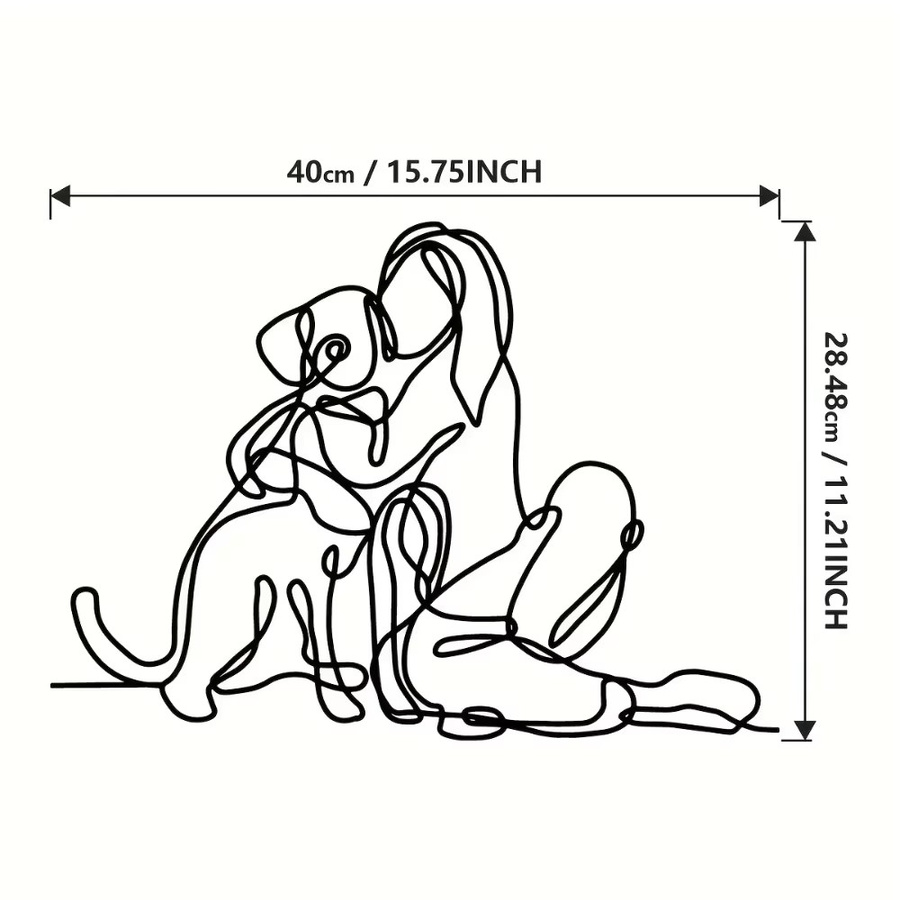 CIFBUY Wandkunstskulptur aus Metall in Schwarz mit Motiv Frau und Hund für die Dekoration von Heim und Büro - Bild 2