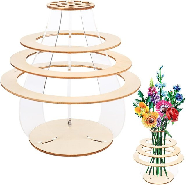 CH CACILLO Holzpuzzle Blumenvase aus Naturholz in Gelb als handgemachte Dekoration - Bild 1
