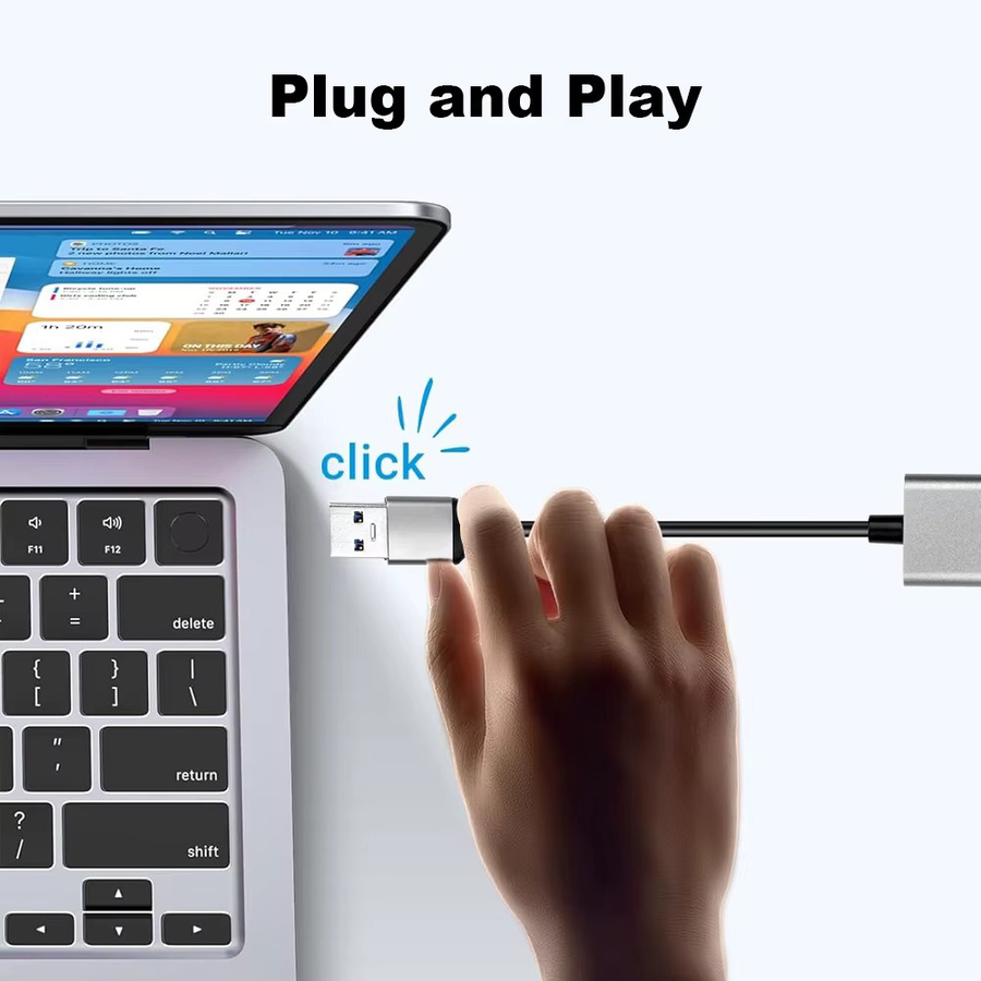 FENVI USB 3.0 zu RJ45 Ethernet-Adapter 10/100/1000Mbps Netzwerkkarte in Silber für PC, Macbook und Windows 10 Laptops - Bild 3