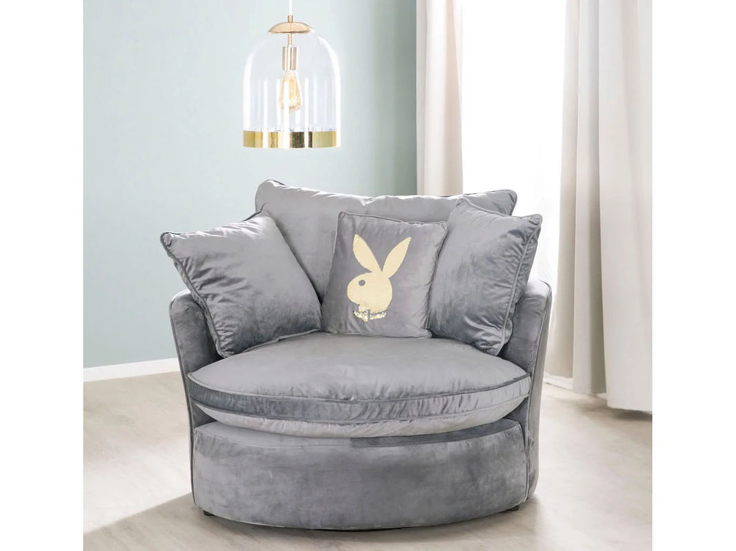 PLAYBOY Drehsessel Eloise in Anthrazit aus Samt mit 4 Kissen, B/T/H: 110 x 88 x 45 cm - Bild 2
