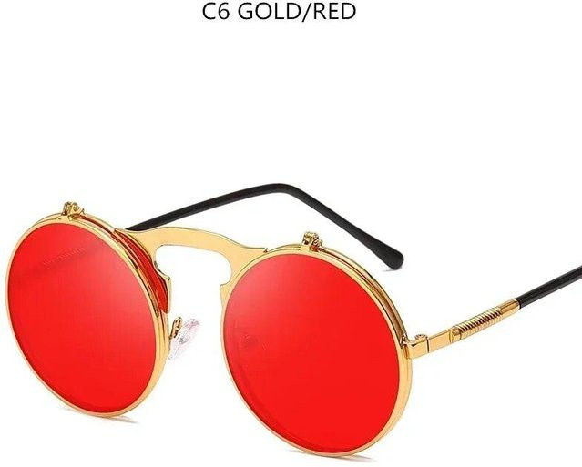 Aoseides Sonnenbrille Steampunk, Metall, rund, beige, Unisex - Bild 1