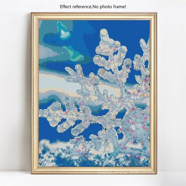 FIYO Diamond Painting Schnee Mosaik Stickerei in Blau, B x H: 20 x 30 cm - Bild 1