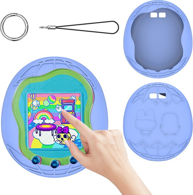Wasserdichte Silikonhülle mit Trageband für Tamagotchi Uni Virtual Pet Machine von ALLOET in Blau - Bild 1