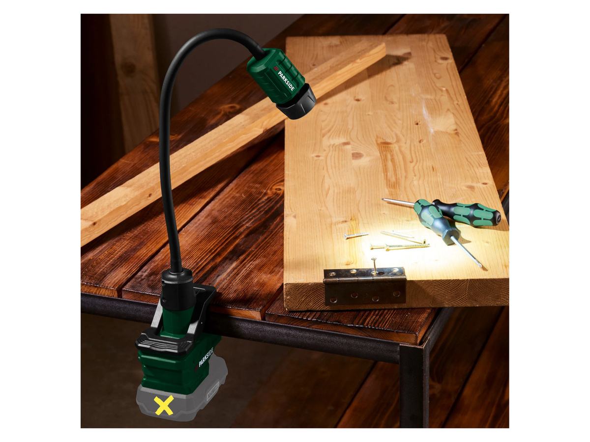 Parkside PLSSA 20-Li A1 LED Spotlicht in Schwarz mit Clip und verstellbarem Lichtstrom - Bild 2