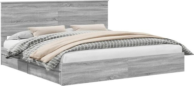 vidaXL Stauraumbett mit Schubladen in Grau Sonoma aus Holzwerkstoff, B/T/H: 200 x 200 x 100 cm - Bild 1