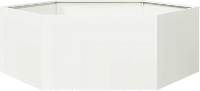 vidaXL Pflanzkübel Sechseckig aus Stahl in Weiß für den Garten, B/T/H: 138 x 120 x 45 cm - Bild 1