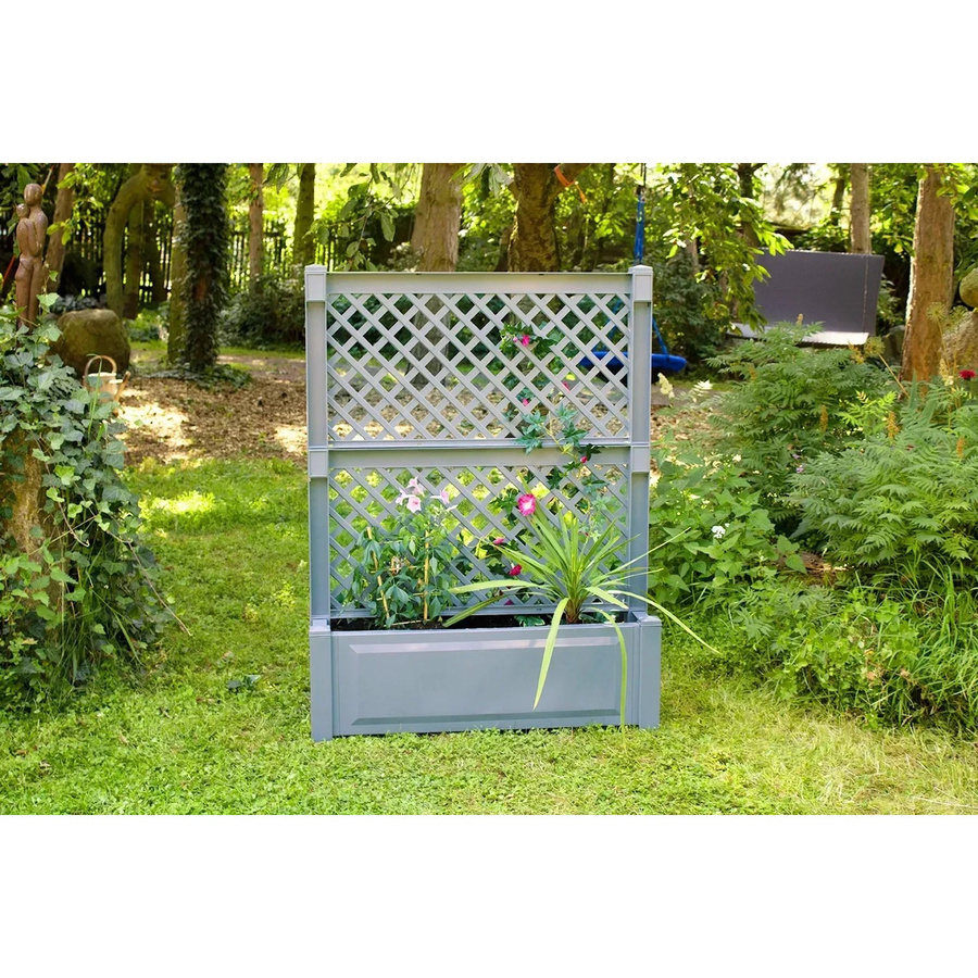 KHW Pflanzkasten mit Zentralspalier für Kübel- und Rankpflanzen, Grau, B: 140 cm, T: 100 cm, H: 43 cm - Bild 2