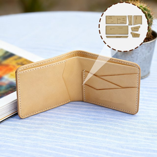 YOMDID 7er Set Kraftpapier Vorlagen für handgefertigte kurze faltbare Brieftaschen in Beige - Bild 1