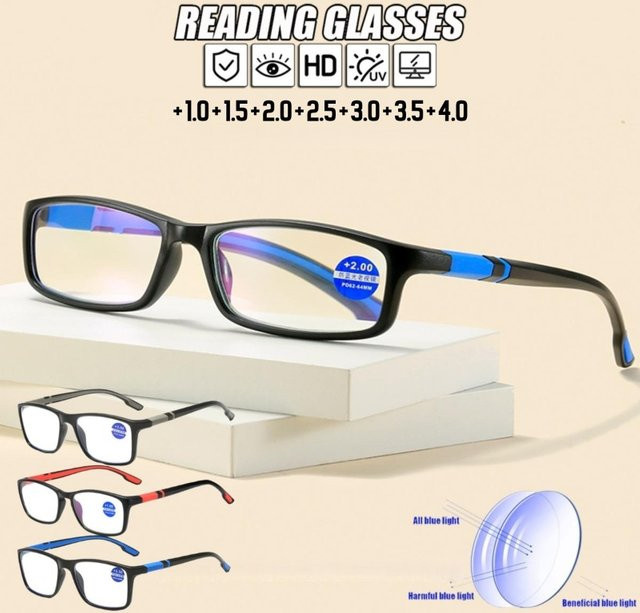 MOYOKA Lesebrille, rechteckig, TR90, Unisex, transparent - Bild 1