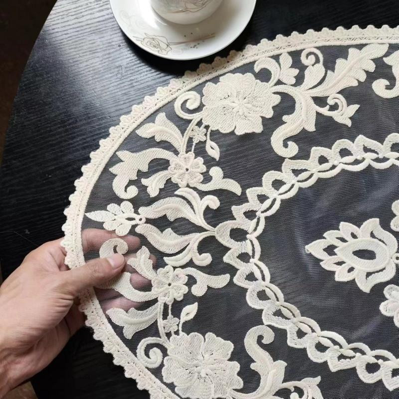 Yiran Furniture Klassische ovale Tischdecke mit floraler Bestickung für Küche und Bar, B: 44 cm, T: 65 cm - Bild 5