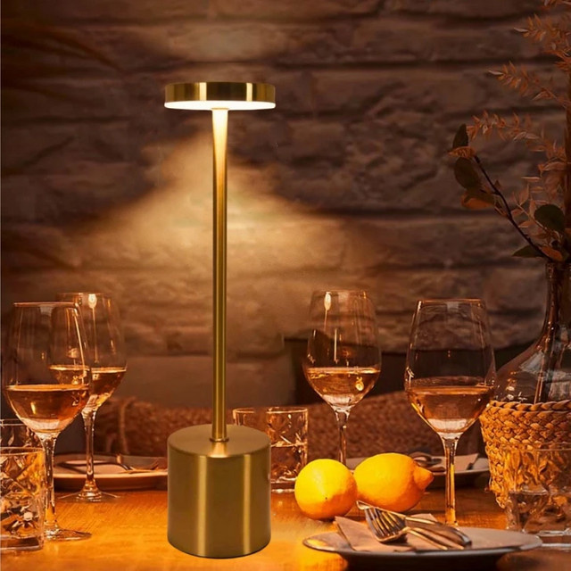Ammtoo LED Tischlampe aus Metall, wiederaufladbare kabellose Nachttischlampe mit Touch-Funktion und drei Lichtfarben, weiß - Bild 1