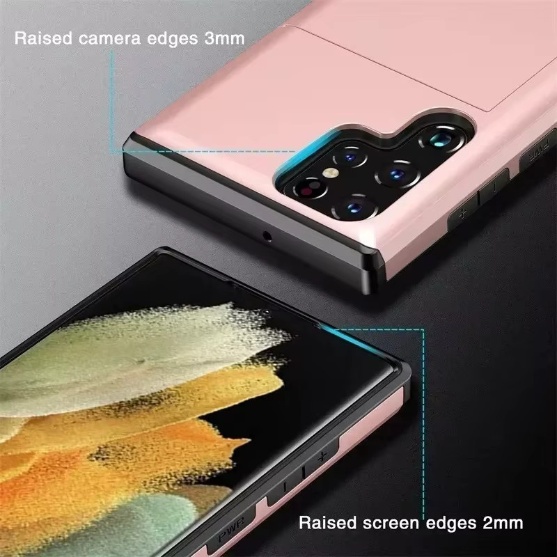 Stoßfeste Kartenfach-Hülle für Samsung Galaxy S26 Ultra S25 Edge S24 S23 S22 S21 FE Plus A57 A37 A27 A17 A07 A56 55 A16 A36 in Silber - Bild 3