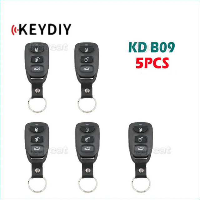 5er Set Keydiy KD B09 Universal Fernbedienung Auto Schlüssel für Hyundai, 4 Tasten, Schwarz, kompatibel mit KD900, KD900 + URG200 und KD-X2 B Serie - Bild 1