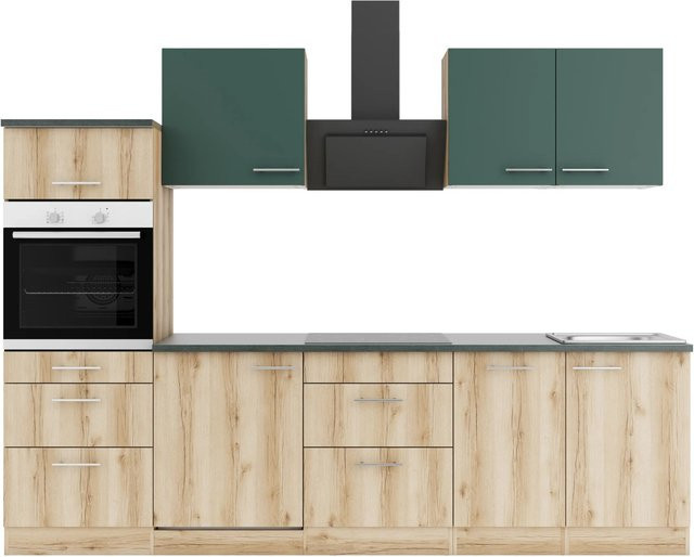 Optifit Küchenzeile KPSL 2789-9+ Steingrün/Wildeiche Nachbildung Breite: 270 cm - Bild 1