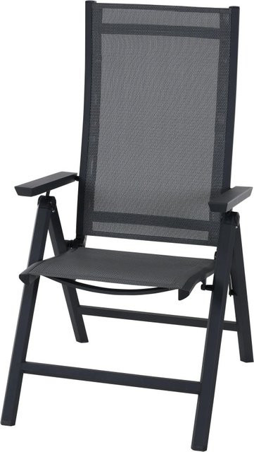 Siena Garden Klappsessel TAURO aus Aluminium mit Armlehnen und Ranotex Gewebe in Anthrazit/Grau, B/H/T: 60 x 110 x 77 cm - Bild 1