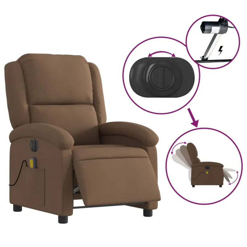 Vidaxl Elektrischer Massagesessel als Relaxsessel aus Stoff in Braun - Bild 4