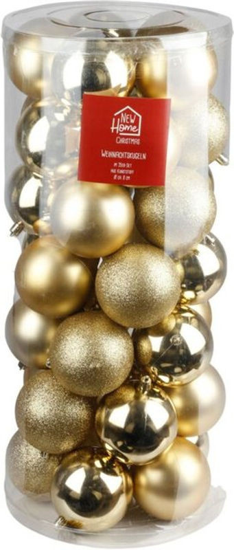 Buri Weihnachtsbaumkugeln Gold in 35er Set aus Kunststoff als glamouröser Christbaumschmuck - Bild 1