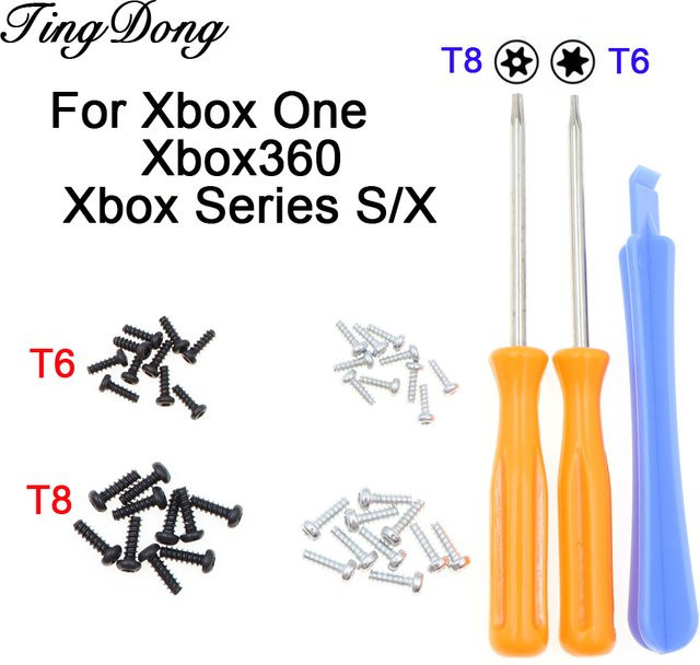 TingDong Torx-Sicherheitsschrauben Set für Xbox One S/X, XBOX Series S/X und Xbox360 S/E Controller, 9mm/7mm T6 T8, Schwarz/Mehrfarbig - Bild 1