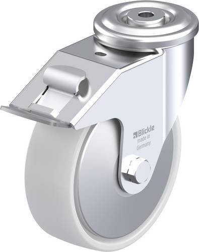 Blickle Lenkrolle LER-PO 150G-FI-FA mit Feststeller in Silber und Weiß, Rad-Durchmesser: 150 mm, Tragfähigkeit: 300 kg - Bild 1