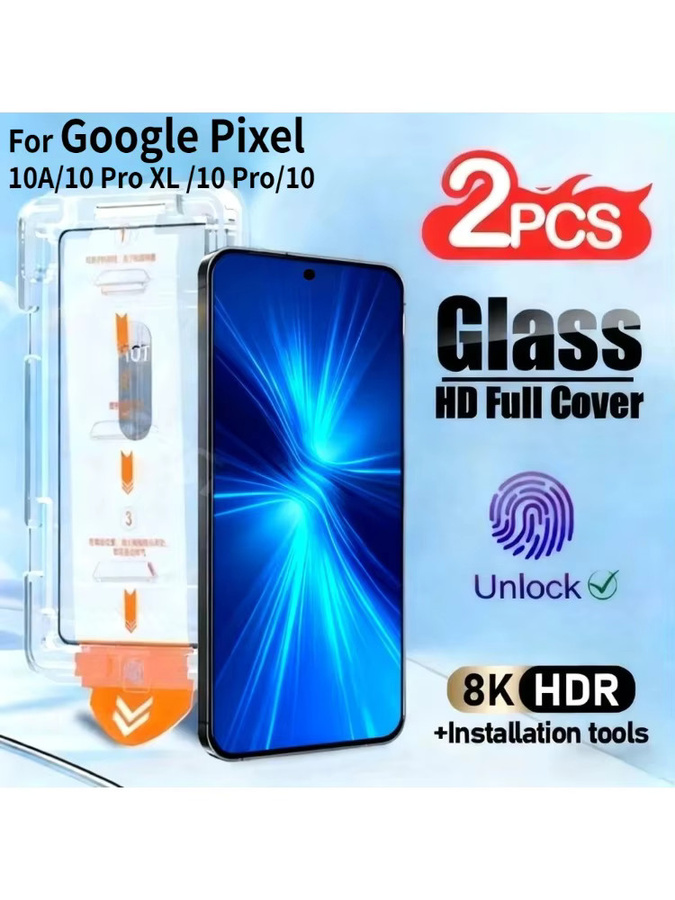 2er-Set Full Cover Displayschutzfolie aus gehärtetem Glas für Google Pixel 10, 9, 9A, 8, 7 Pro und XL mit One-Click-Installation, transparent - Bild 5