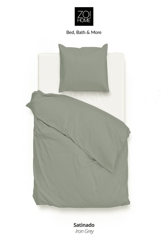 Zo! Home Mako-Satin Bettwäsche aus Baumwolle, Iron Grey, B/H: 135 x 200 cm mit Kissenbezug 80 x 80 cm - Bild 1