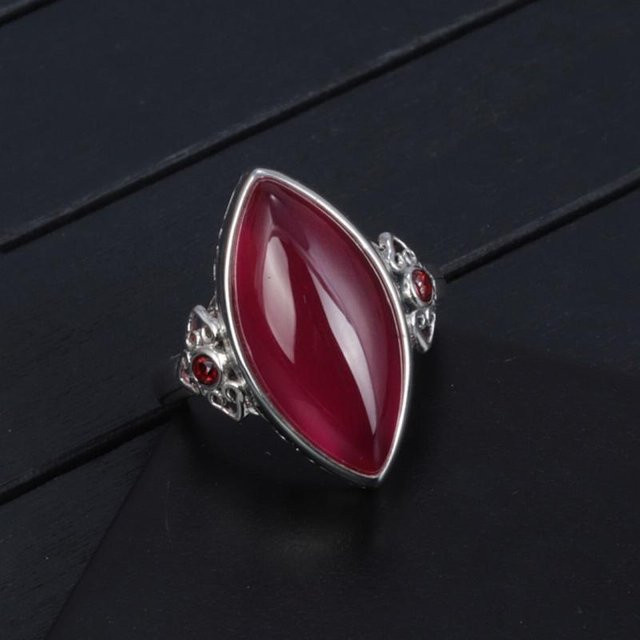 YIRAN Jewelry Ring, roter Chalcedon, Kupfer, gray, Damen - Bild 1