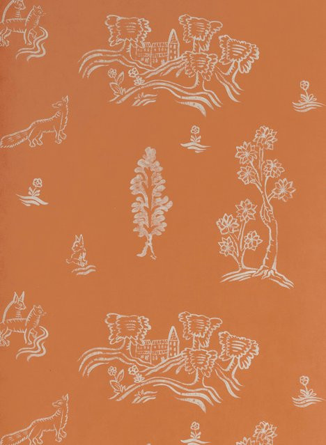 Andrew Martin Carta da parati Wychwood Melon Orange mit Tiermotiv - Bild 1