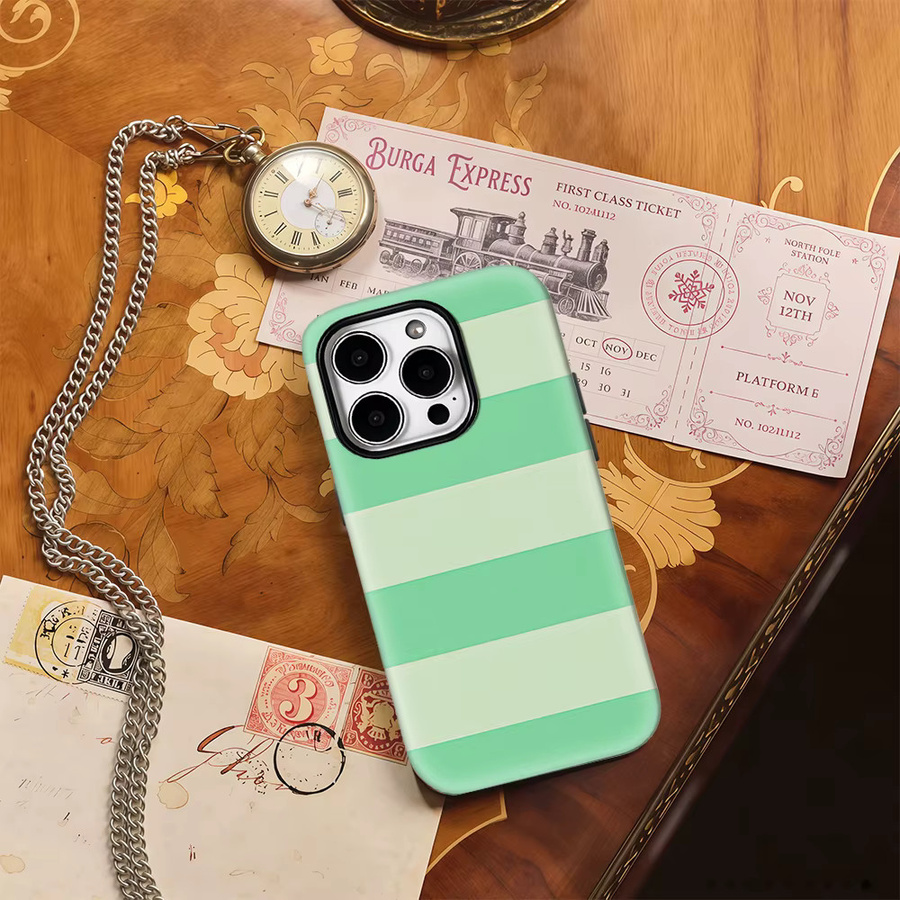 Potdemiel Handyhülle mit grünem Limettenstreifen-Design für iPhone Modelle, doppelschichtige Rückseite - Bild 2